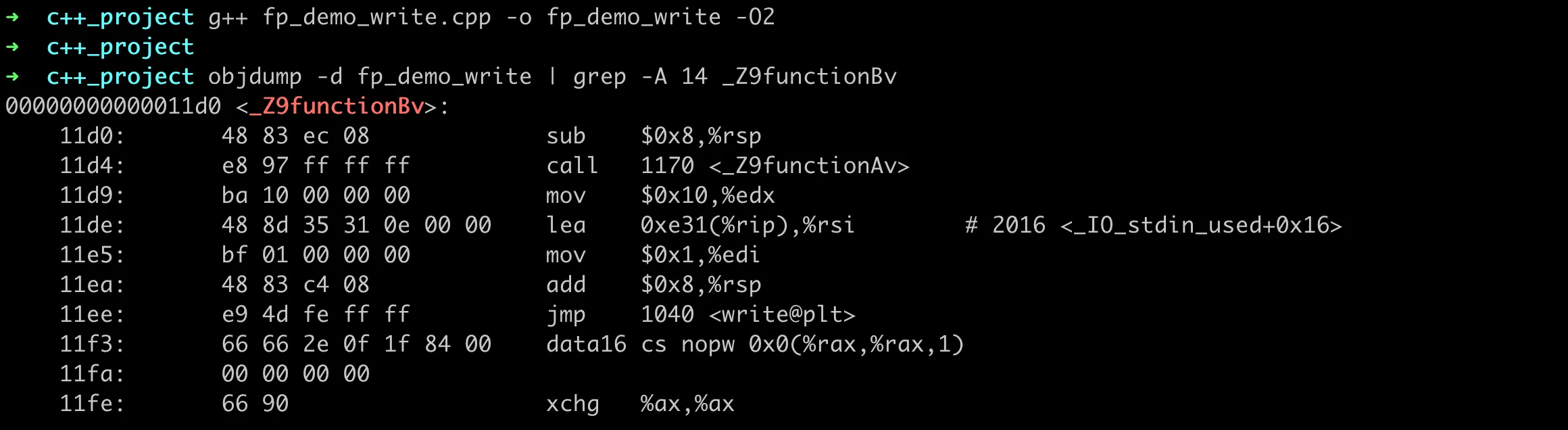 No Frame Pointer rbp in Binary Assembly