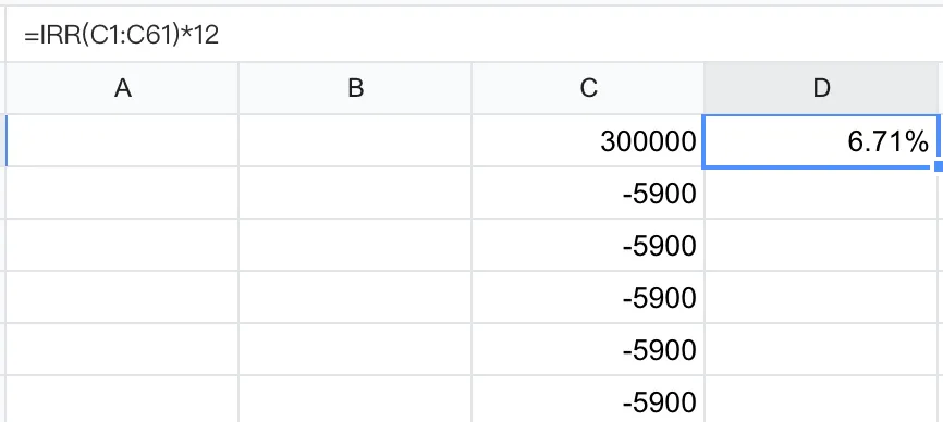 Excel计算真实贷款利率