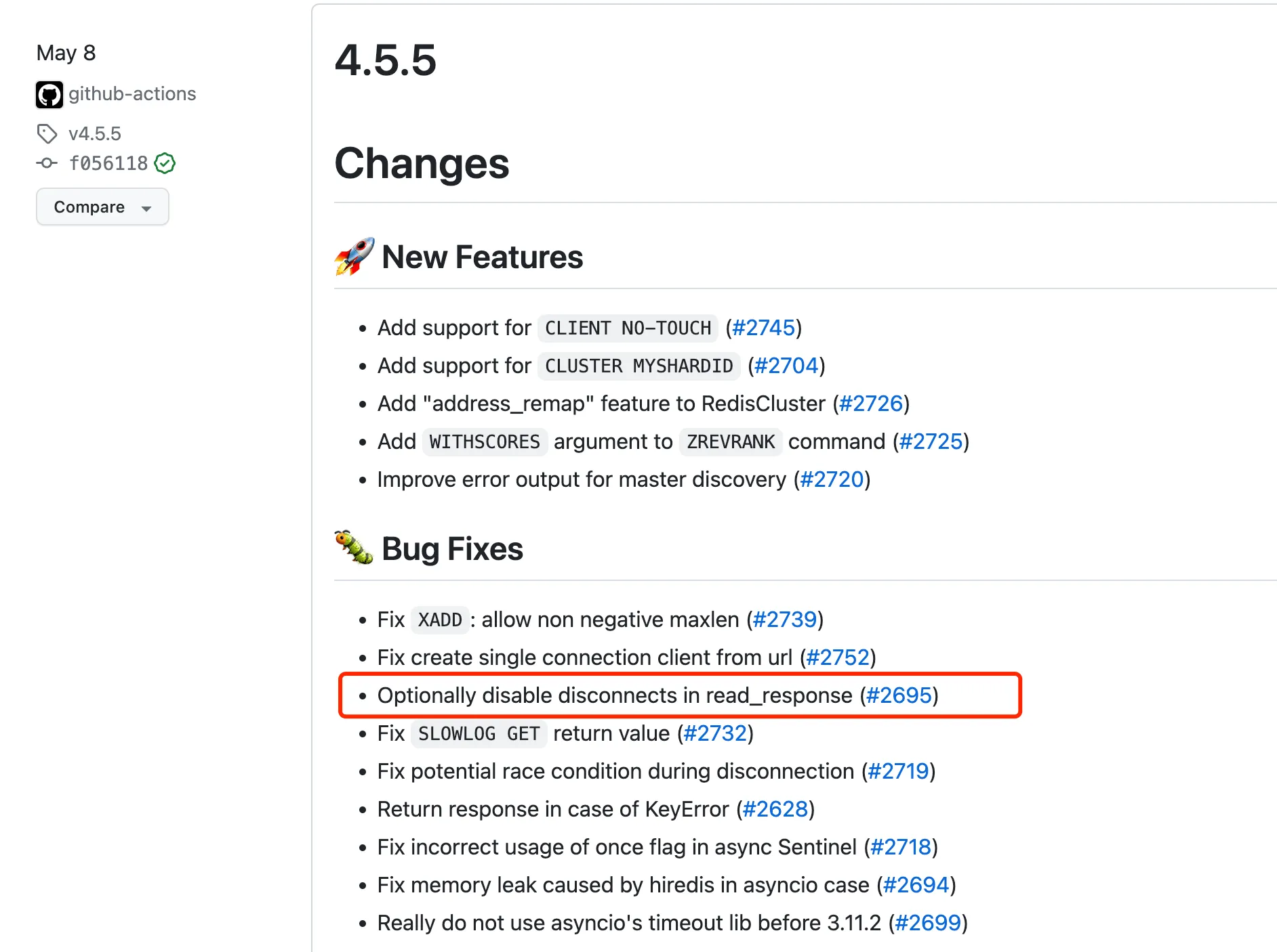 Fix record of Redis python