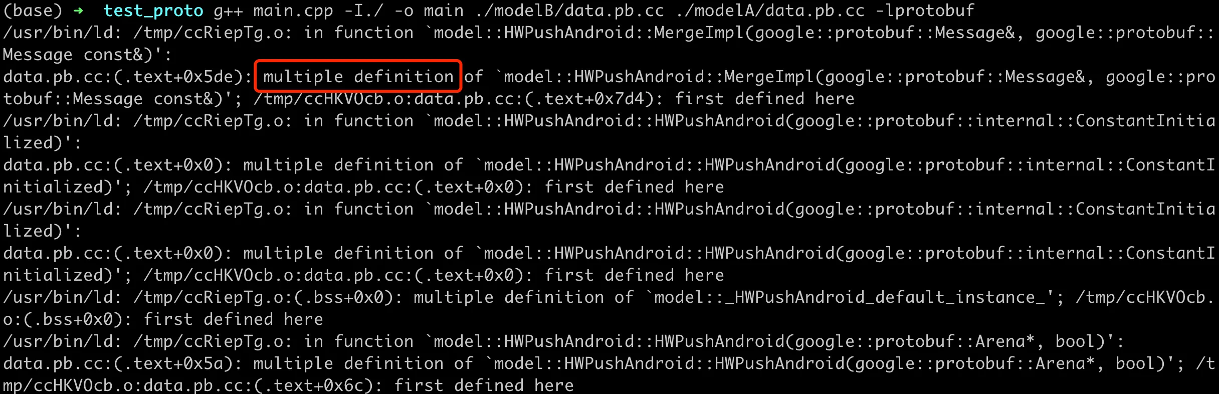 Dependency on two modules leading to link failure