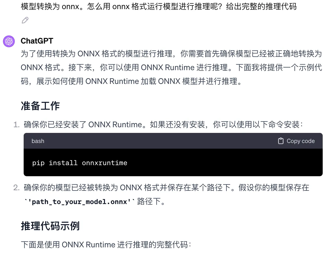 ChatGPT 生成的 onnx 推理代码