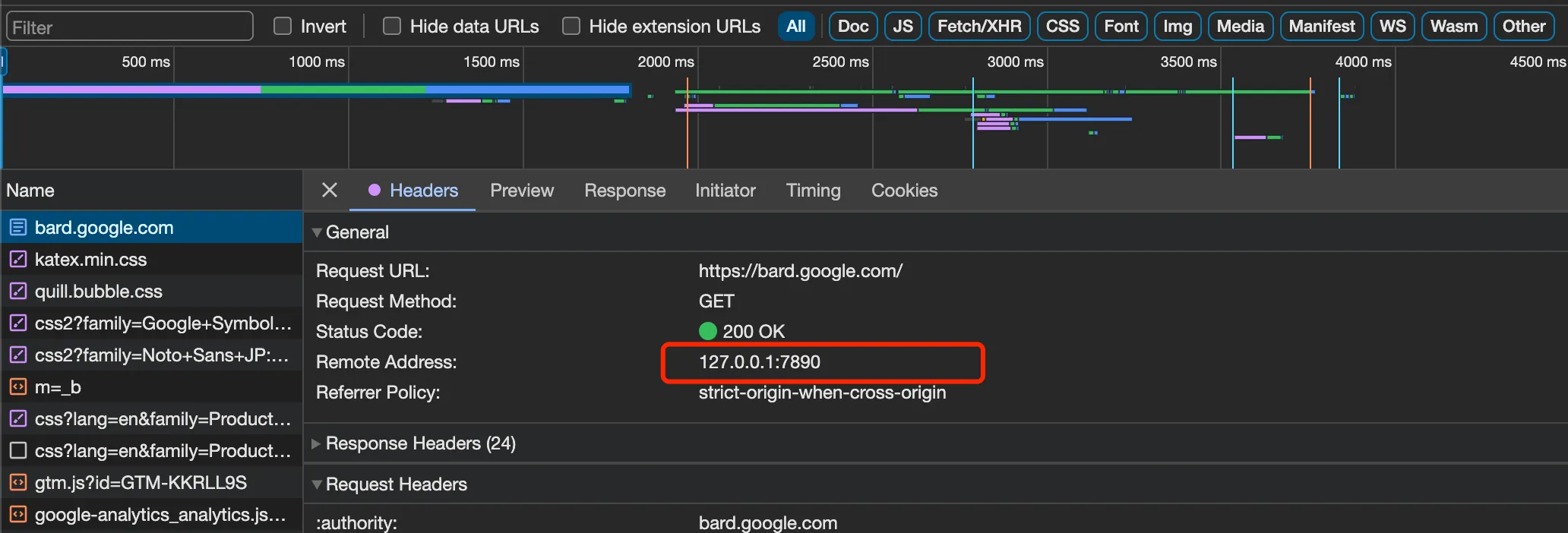 Chrome 开发者工具查看网络请求