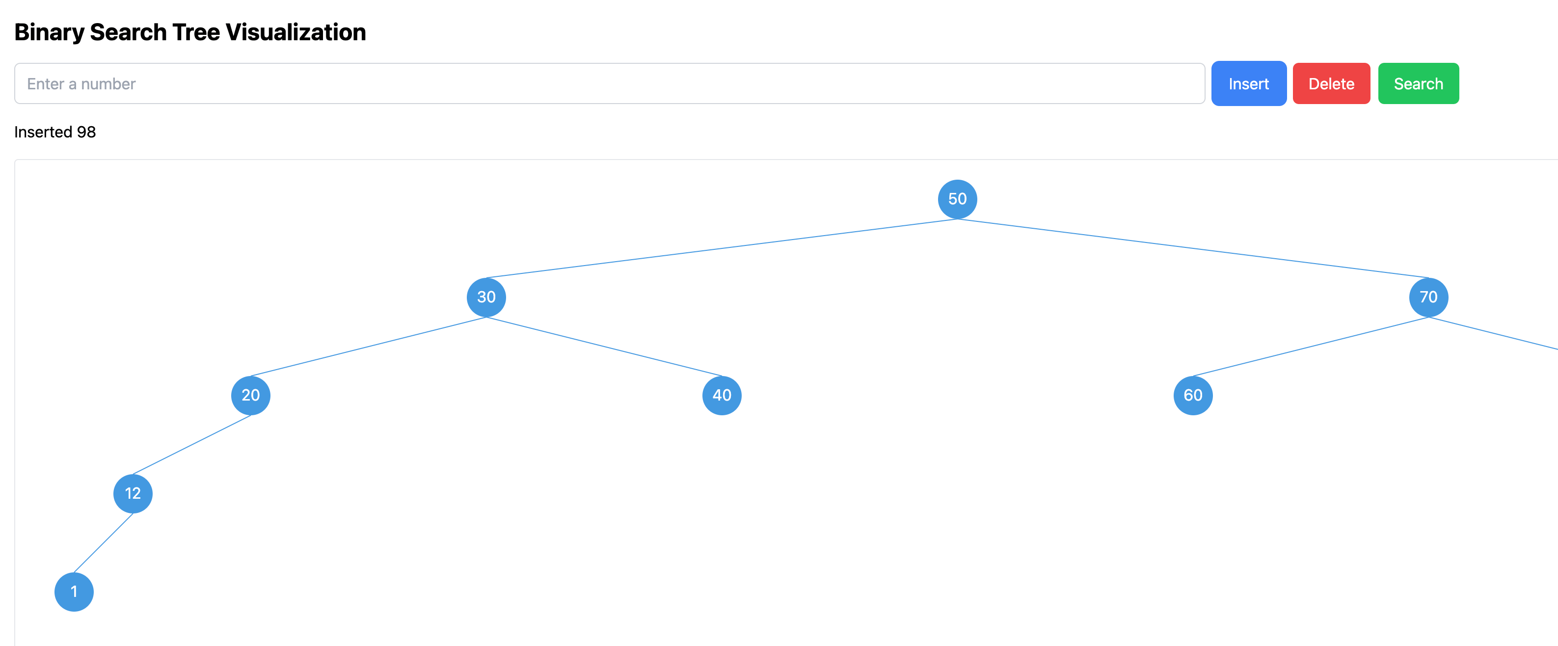 Initial version of Binary Search Tree Visualization