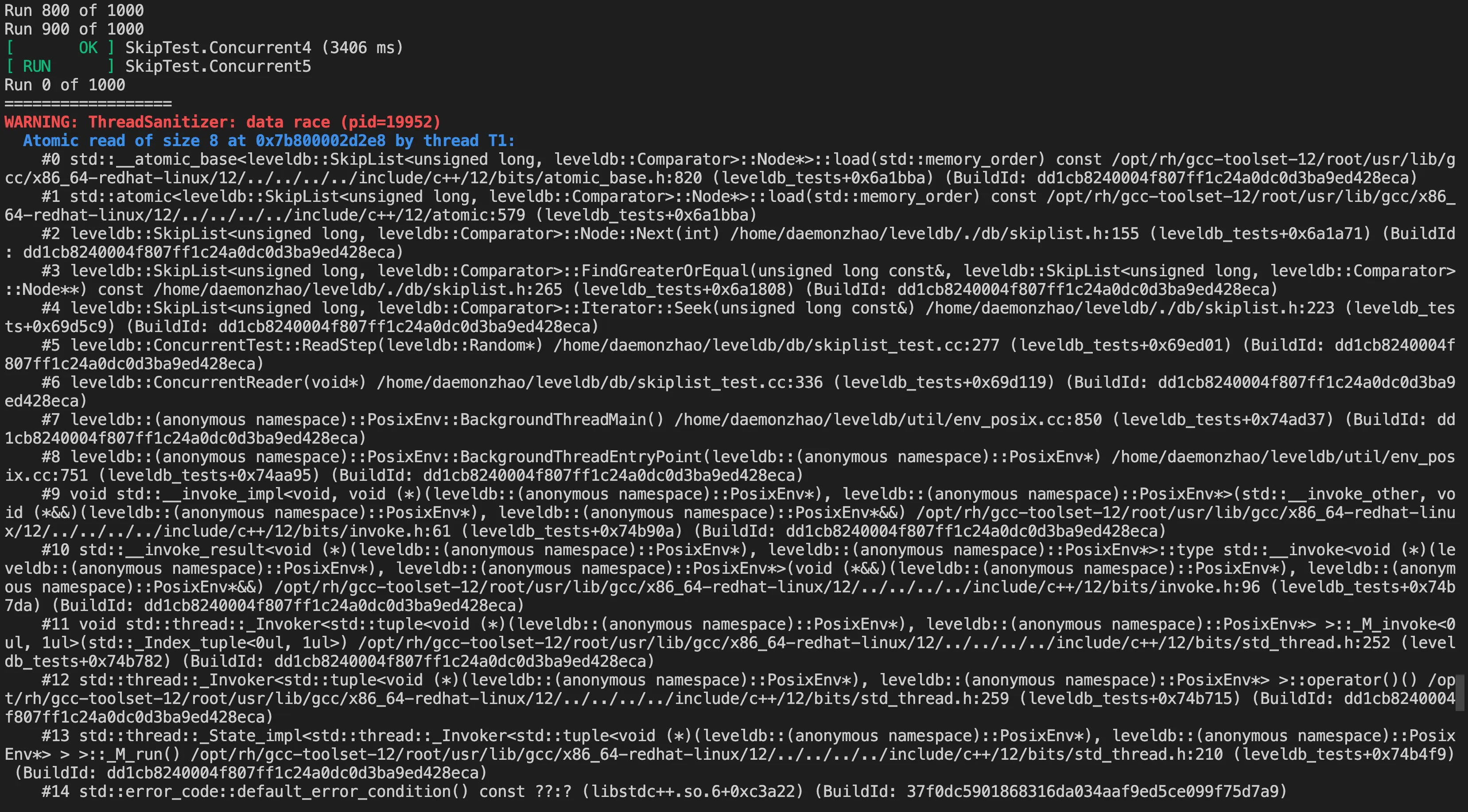 ThreadSanitizer detecting data race