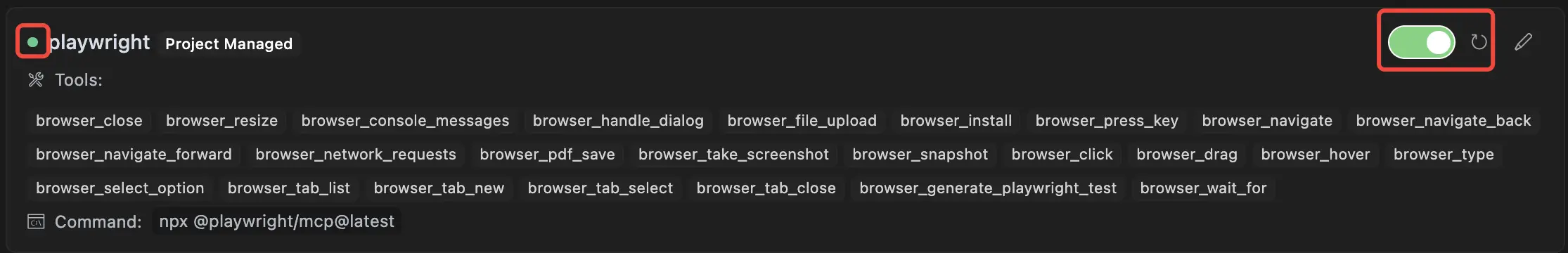 Cursor 配置 MCP Server 成功