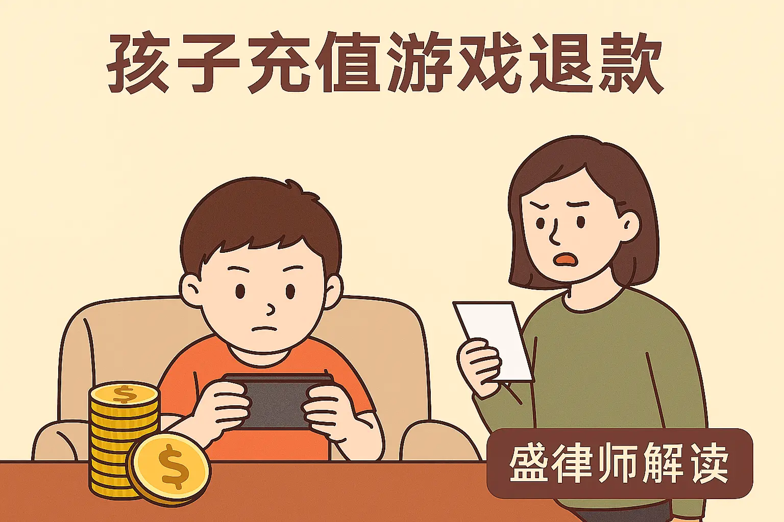 孩子充值游戏能退款吗，退多少比例？盛律师总结了 6 种情况，家长必看