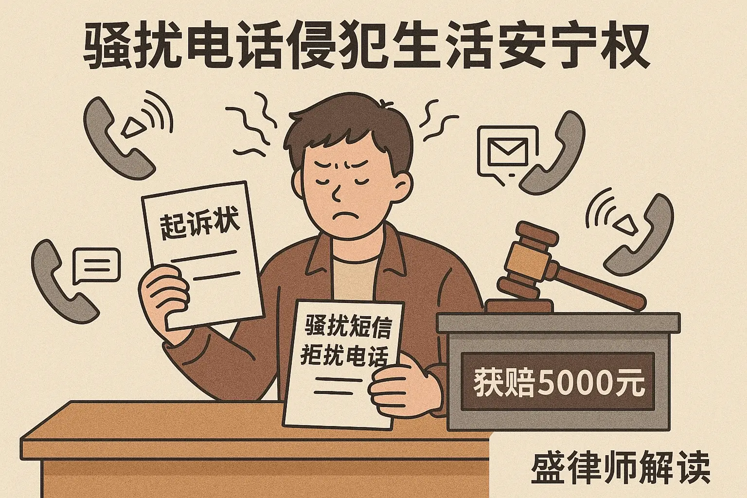 网友把频繁打骚扰电话的银行告了，获赔 5000元。不去做律师有点亏才哈哈