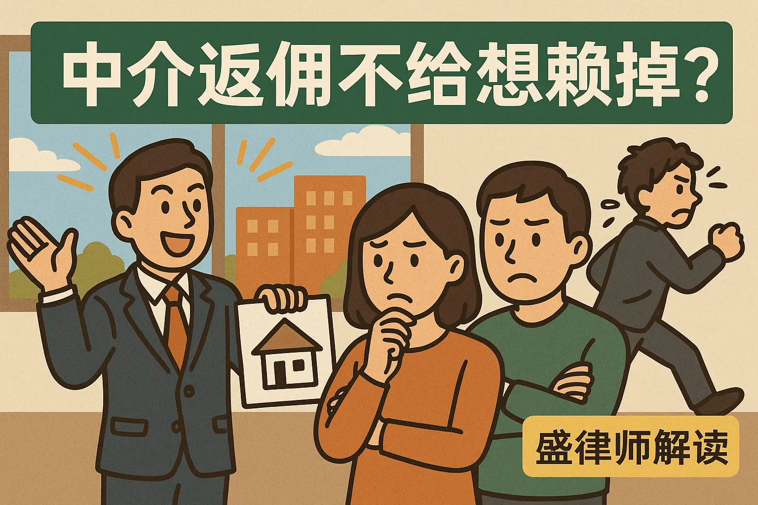 中介返佣不给想赖掉？用小盛律师这招，就没搞不定的中介